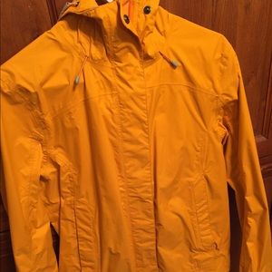 L.L.Bean rain jacket w/ hood, tangerine, size med.